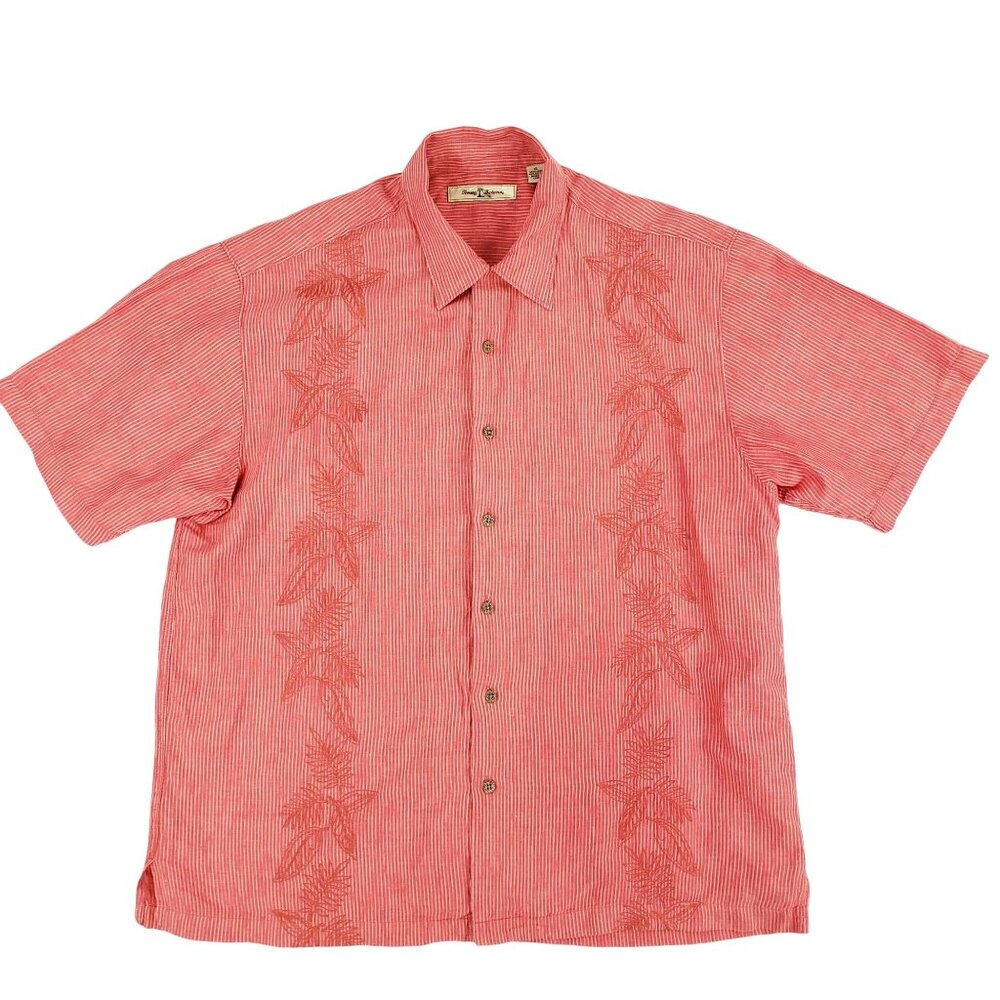 Tommy Bahama Shirt Men XL Hawaiian Linen Blend Button Up S/S Relaxed Fit  EUC